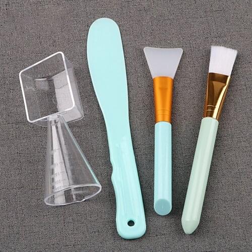 4Pcs Home Skin Care Makeup Brushes Set Silicone Facial Mask Brush DIY Face Mask Mixing Tools Set Mixing Bowl Measure Cup
