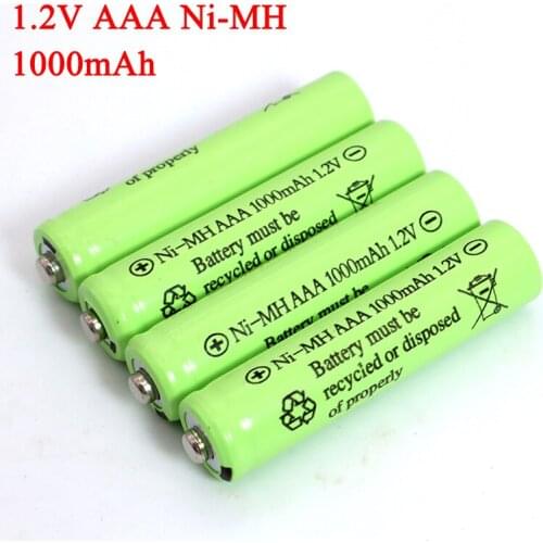 1.2v NI-Mh AAA Batteries 1000mAh Rechargeable ni mh Battery 1.2V Ni-Mh aaa For Electric remote Control car Toy RC ues