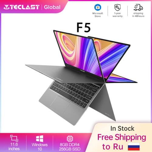 Teclast F5 11.6'' Touch Screen Laptop 8GB DDR4 256GB SSD Windows 10 Notebook Intel N4100 1920X1080 IPS Type-C 360 Flip&Fold PC