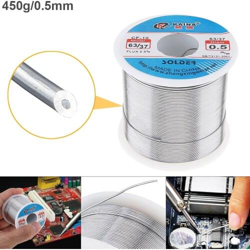 63/37 450g 0.5mm Tin Fine Wire Core Rosin Solder Wires with 2% Flux and Low Melting Point for Electric Soldering Iron