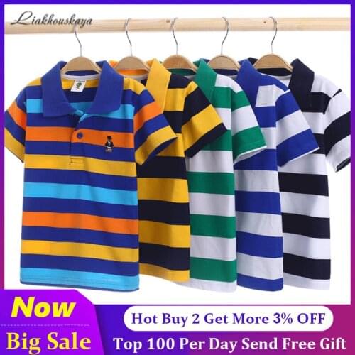 100% Cotton Boys Shirt Tees 2021 New Fashion Summer Kids Shirts Children Turn-down Collar Boys Girls Child Short Sleeve Clothes