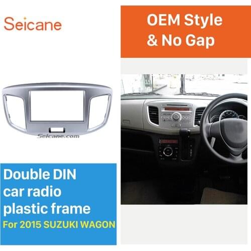 Seicane No gap Silver 2 Din 173*98/178*100/178*102mm Refitting Car Audio Fascia DVD Frame Trim Kit for 2015 Suzuki Wagon
