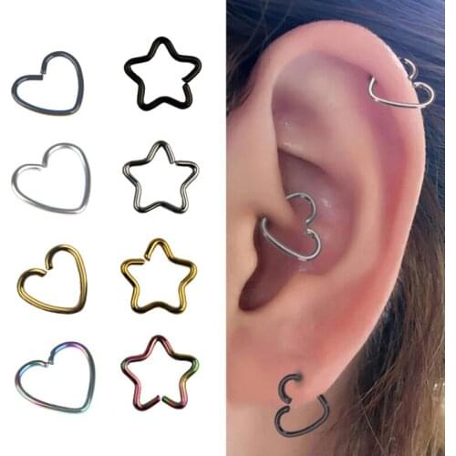 3pcs Hoop Earring Cartiliage Piercing Lip Nose Ring Heart Stainless Steel Ear Tragus Helix Daith Stud for Women Body Jewelry 20G