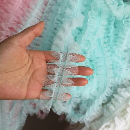 10yards/lot DIY clothing accessories 5cm wide fold lace mesh lace trim gauze ruffles accessories