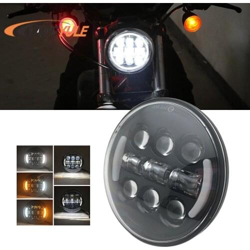 5.75 inch Led headlight halo Ring white DRL Angel eye For Sportster Touring - Super Glide Dyna Sportster 5 3/4"Headlamp