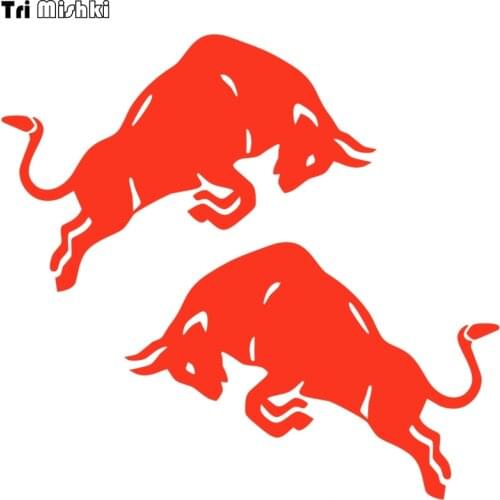 Tri Mishki HZX830# 15*10cm Jumping bull cow red car sticker Vinyl Decals Motorcycle Accessories sticker reflective