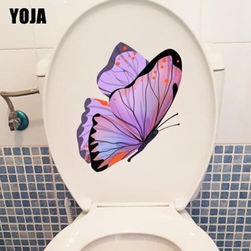 YOJA 18.9X23.3CM Classic Pink Purple Butterfly Baby Room Decor Wall Decal Cartoon WC Sticker Toilet T1-2020