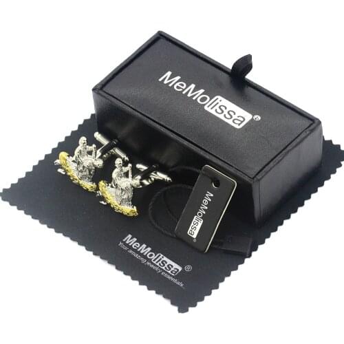MeMolissa Display Box Romantic Dancing Design Fashion Men Cuff link with Gold Mens Wedding C Free Tag & Wipe Cloth