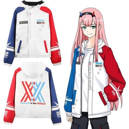 Darling in the Franxx Zero Two 02 Jacket zipper Hoodie Long Sleeve hooded Coat anime tops cosplay costume anime coat