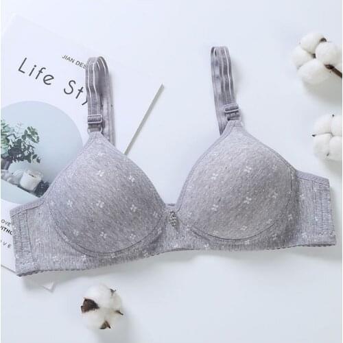 Classic grey soft cotton bras for women push up seamless plus size 32-44 A B cup bralette Minimizer gather chest Lingerie bh C09