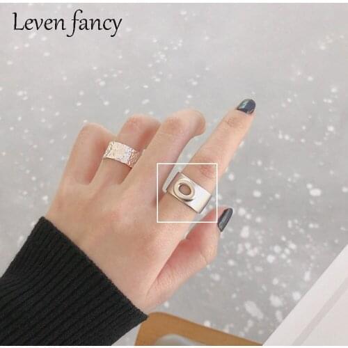Gold 925 Sterling Silver Wide Faced Wedding Band Openwork Oval Circle Heavy Duty Korea Design Women Female Silver Ring