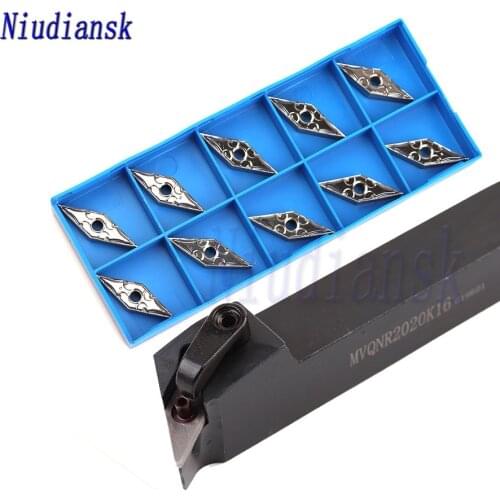 1pc MVQNR2020K16 External Turning Tool Holder MVQNR2525M16 CNC Lathe Tool MVQNL Arbor 10pcs VNMG1604 Rhombus Carbide Inserts Set