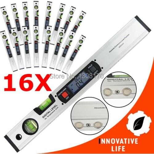 16 x pieces Digital Angle Finder Spirit Level Upright Inclinometer 360 Degree Range Digital Level Angle Finder Tool with Magnets