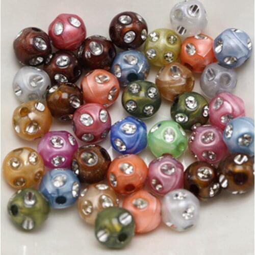 200 Mixed Colour Sparkling Silver Dots Acrylic Round Ball Beads 8mm Kids Crafts