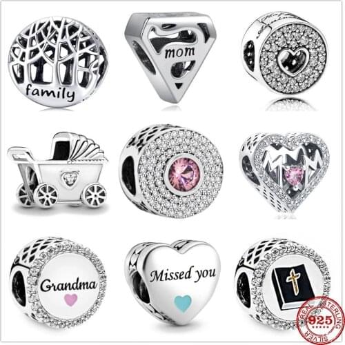 2020 New Original family grandmom babycar book dog miss you bead Charm fit Pandora charms silver 925 beads Bracelet DIY Jewelry