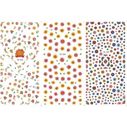 3 PACK/ LOT WATER TRANSFER DECAL NAIL BEAUTY NAIL STICKER FLOWER DAISY CHRYSANTHEMUM YE333-335