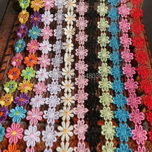 3Yards/lot 11 Colors On Sale Beautiful Flower Cotton Lace Fabric Sewing Applique Satin Ribbon DIY Craft Lace Ribbon Tape Sewing