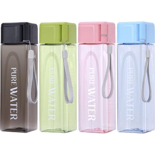 480ml Portable Square Water Cup Simple Creative Handy Anti-fall Plastic Cup Outdoor Sports Indoor Recreation Drink Juice Water B