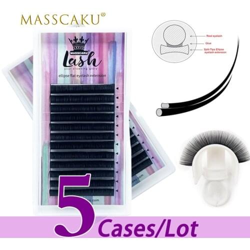 5case/lot Hot sale 8-18mm flat lash tray bulk vendor 100% handmade premium synthetic natural faux ellipse flat eyelash extension