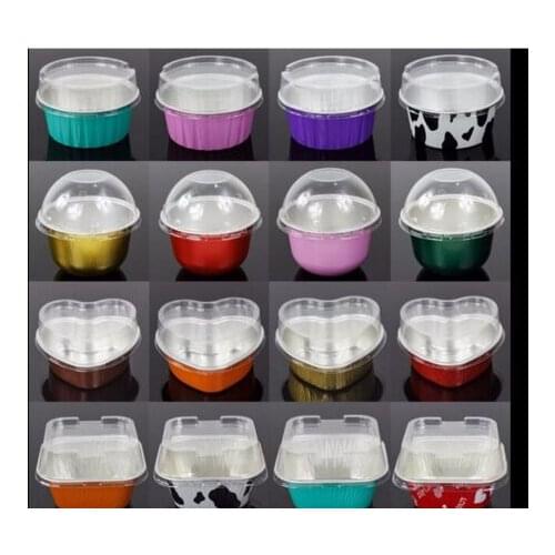 50pcs cake cup / moon cake packaging trays / aluminum foil cake boxwith lid kitchen tools