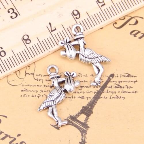 16pcs Charms stork baby bird 23x18mm Antique Pendants,Vintage Tibetan Silver Jewelry,DIY for bracelet necklace