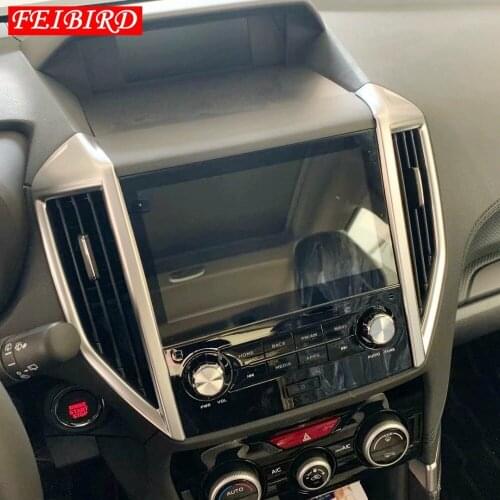 Accessories For Subaru Forester 2019 2PC ABS MATTE CARBON FIBER Middle Control Air Conditioning Panel Molding Cover Kit Trim