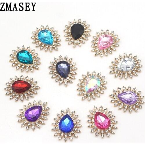 ZMASEY 5Pcs new alloy rhinestone gold bottom accessories, DIY handmade romantic clothing hair accessories decorative jewelry