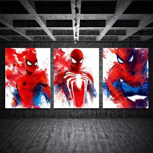 Watercolor Marvel Avengers Superhero Movie Canvas Painting Spiderman Posters and Prints Abstract Wall Art Picture for Home Decor