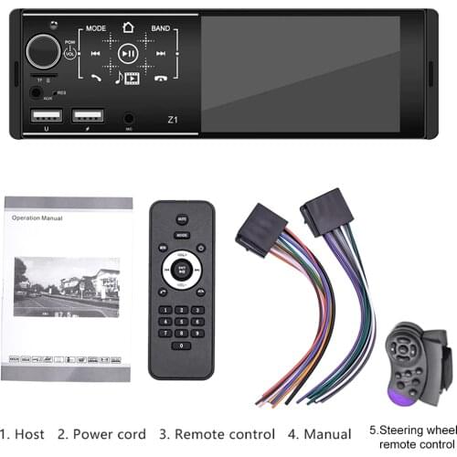 1 Din Car Radio Audio Stereo USB AUX FM Audio MP5 Player Bluetooth Car Multimedia Player Support Rear View Camera