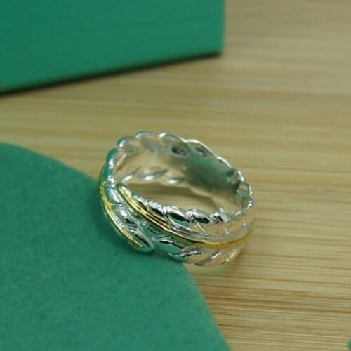 BABYLLNT 925 Sterling Silver Feather Ring For Women Wedding Engagement Party Fashion Charm Jewelry Gift