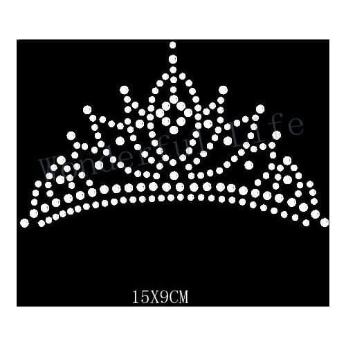 Free shipping Very Bling Tiara Crown hotfix Rhinestone Iron On Heat Transfer Motif for kids,wedding,fashion lady