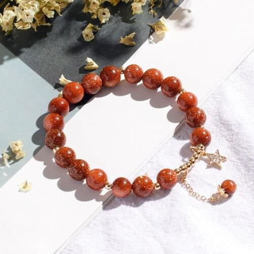 Sandstone Charm Bracelet with Natural Beads Gold Sand Beaded Bracelet for Women Star Crystal Fashion Jewelry Best Gift YBR243