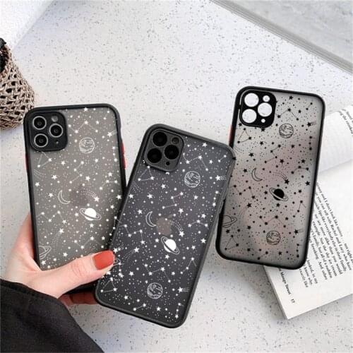 Starry Sky Phone Case For iPhone 11 12 11ProMax Planet Moon Frosted Lens Protection Back Cover For iPhone X XR XS XsMax 7 8 Plus