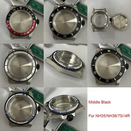 39.5mm Black Retro 316L Stainless Steel Watch Case Suitable for NH35/NH36/7S/4R Movement
