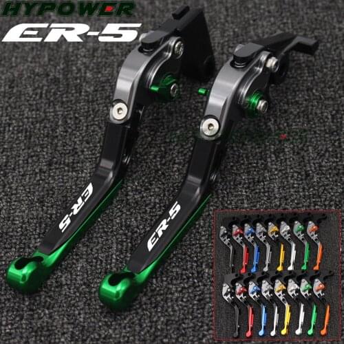 For Kawasaki ER-5 ER5 2004-2005 Green&Titanium CNC Adjustable Folding Extendable Motorcycle Brake Clutch Levers