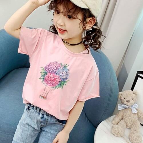 24M 3T 4T 5T 6T 7T 8T 9T Girl Clothes New Boys T Shirts Flowers Balloons Casual Fashion Printing Girls Tshirt O-neck Kids Shirt