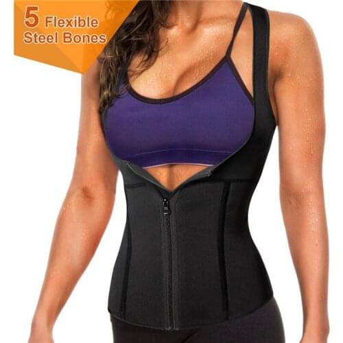 Junlan Women Compression Shaping Vest Zipper Neoprene Reducing Tops Shaperwear Slimming Waist Trainer Control Body Shapers