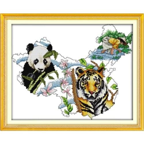 The map of China cross stitch kit 14ct 11ct count print canvas stitching embroidery kits