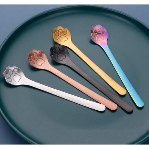 JOYLIVE Cute Cat Claw Coffee Spoons Dessert Multifunctional Spoon Candy Tea Spoon Cat Drink Tableware Kitchen Supplies