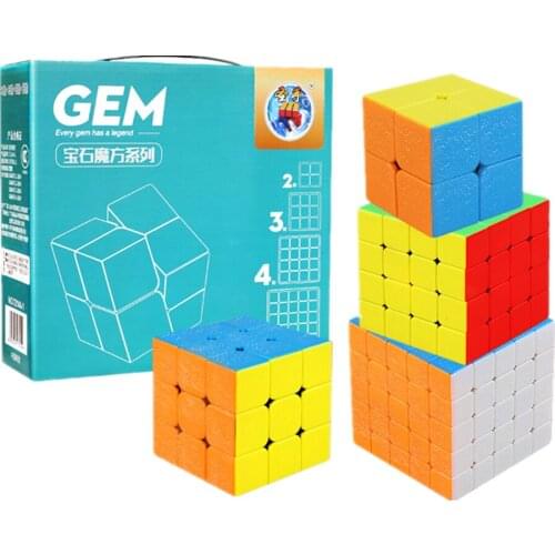 Shengshou GEM 4pcs/Set 2x2 3x3 4x4 5x5 Magic Cube 3x3x3 4x4x4 5x5x5 2x2x2 Puzzle Cube Gift Box Educational Toy