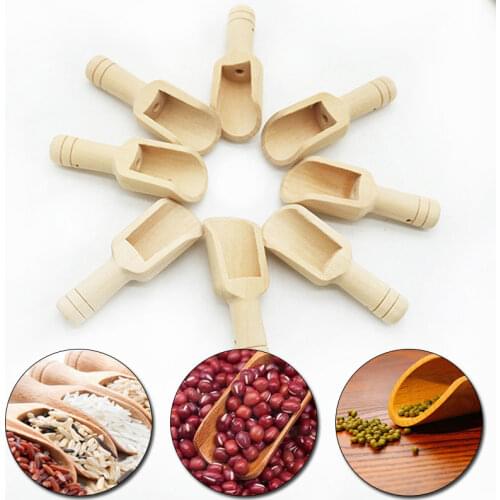 Mini Wooden Scoops Salts Condiment Bath Salt Spoon Candy Flour Spoon Coffee Powder Scoop Home Kitchen Gadget Dispenser Tableware