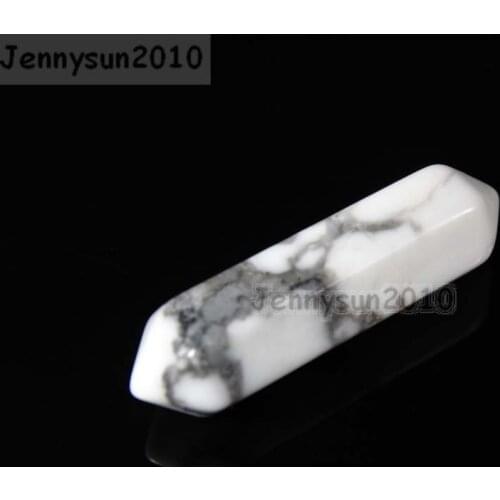 Natural White Tur-quoise Gems stone Hexagonal Pointed Reiki Chakra Raw Wand Pendant Beads Necklace Jewelry 20Pcs/Pack