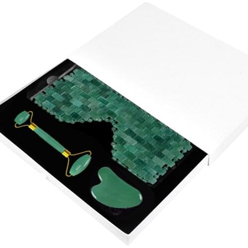 Jade Roller for Face and Gua Sha Set Anti Aging Natural Stone Eye Mask in Box Fade Dark Circles Facial Skin Care Tools Kit