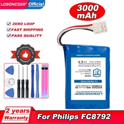 Original LOSONCOER 3000mAh For Philips FC8792 Robot Vacuum Cleaner Sweeper Li-ion Rechargeable Replacement IP797(UR18650AY)