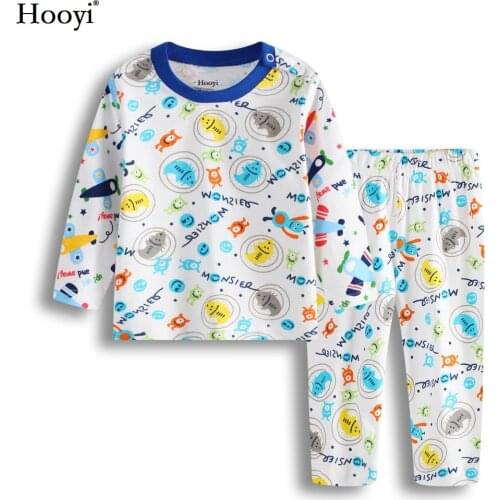 Hooyi Baby Boys Pajamas Clothes Set Insert Children Clothing Sets Baby Sleepwear Cotton Sleep Sets Cartoon Monster Bebe Clothing