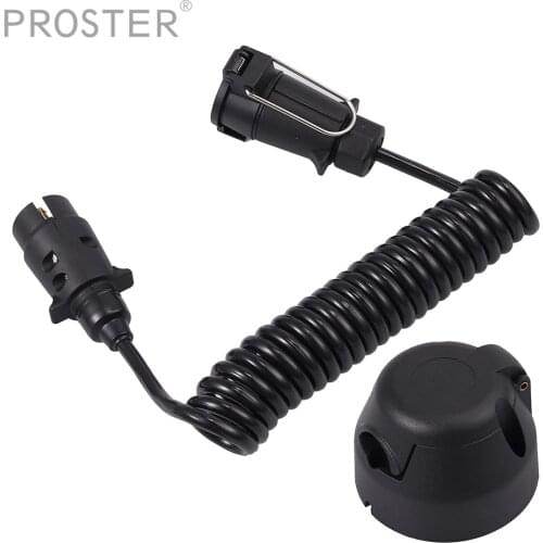 Proster For 7 Pin Trailer Plug Wiring Spring Cable Connector Adapter for Trailer Caravan with gauge socket