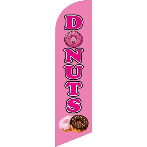 Factory Direct Sale Custom Donuts Feather Flag 110g Knitted Polyester Feather Flag Single Sided