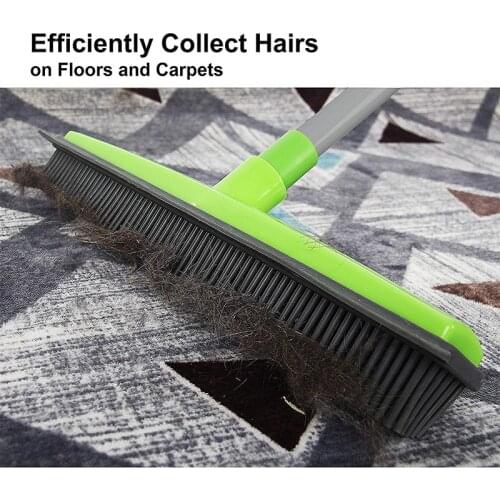 Rubber Broom Pet Hair Lint Removal Device Telescopic Bristles Bathroom Clean Sweeper Squeegee Scratch Bristle Long Push Broom