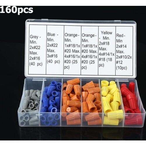 Self-screw Shell End Wire Connector Cable End Caps 5 Sizes In 1 Box