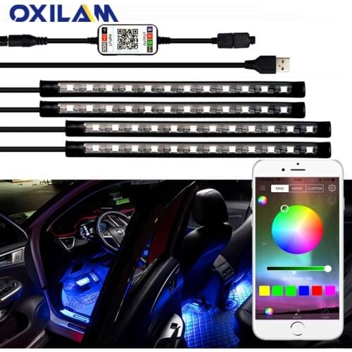 LED Strip Auto Car Ambient Light APP Control USB RGB Interior Atmosphere Lamp 5050 48SMD Flexible Car LED Decorative Lights